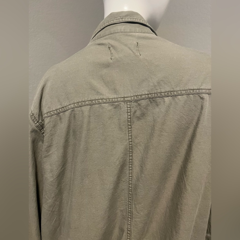CASLON Women”s Olive Green Long Roll Tab Sleeve Snap Buttons Jacket Size 14W - Picture 8 of 15